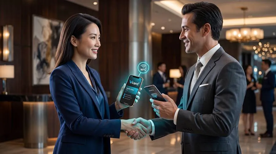 Intercambio de contactos mediante networking inteligente y tecnología NFC con VCard.