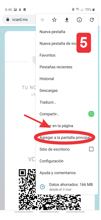 Selecciona la opción Agregar a la pantalla principal