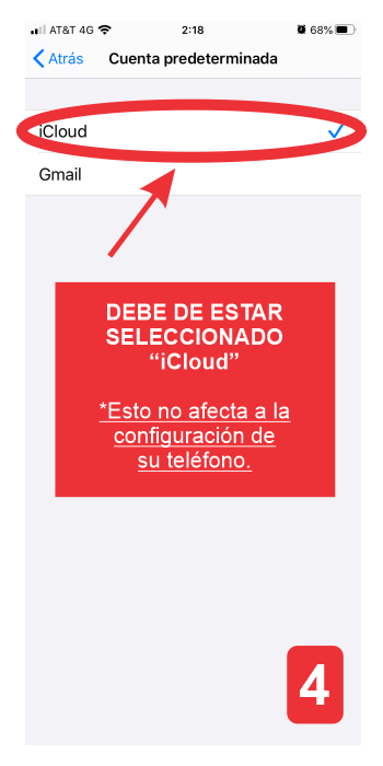 SDebe seleccionar iCloud