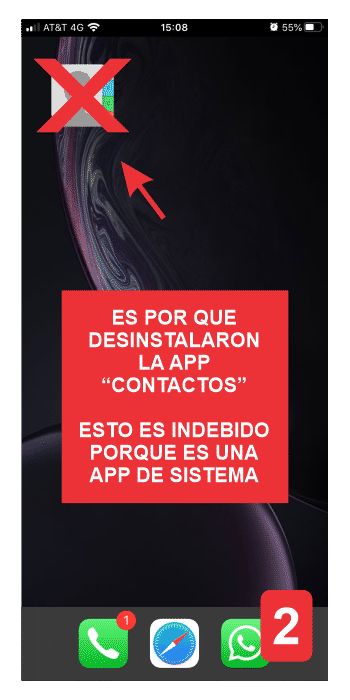 Es porque la app nativa Contactos fué desinstalada