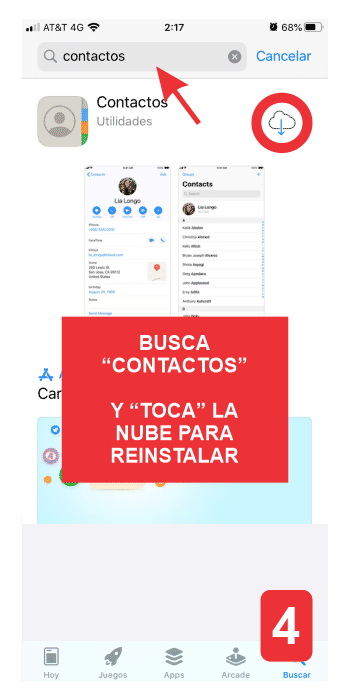 Y reinstalar la App Contactos